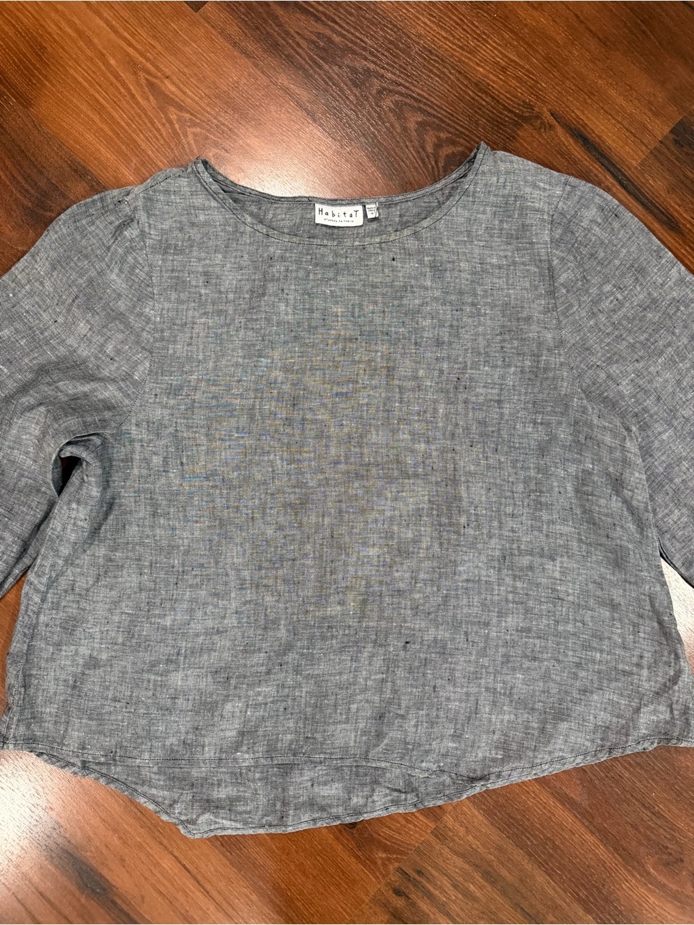 Habitat women's 100% linen blouse 3/4 sleeves Gray color Sz M